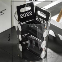 丽佳邦轻奢透明大号垃圾桶网红客厅家用卫生间厕所厨房桌面垃圾桶小号透明白2个装