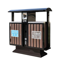 丽佳邦户外垃圾桶不锈钢果皮箱环卫市政街道公园小区景区物业分类垃圾箱标准钢木桶+防腐木