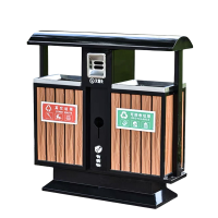 丽佳邦户外垃圾桶不锈钢果皮箱环卫市政街道公园小区景区物业分类垃圾箱豪华钢木桶+塑木