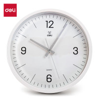 得力(deli)挂钟 简约时尚客厅钟表 现代卧室石英钟挂表 白色31cm 9005S-WH