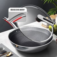 康巴赫(KBH)炒锅316L不锈钢炒菜锅少油烟不粘锅家用电磁炉燃气灶通用32cm