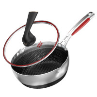 康巴赫(KBH)第五代炒锅小资锅不粘锅316L不锈钢双面蜂窝平底炒菜锅少油烟24cm五代小资锅