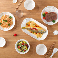 洁雅杰 碗碟套装家用陶瓷餐具整套碗盘套餐乔迁送礼荷花26头