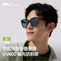 蕉下(beneunder)昼望男女大方圆框折叠墨镜FD428 偏光太阳镜开车日常旅游 黑色镜框+灰色镜片