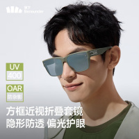 蕉下(beneunder)中方框折叠近视专用套镜 开车防晒太阳镜(高桩头)FD498 灰豆绿镜框+灰镜片