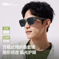 蕉下(beneunder)中方框折叠近视专用套镜 开车防晒太阳镜(高桩头)FD498 灰棕色框+灰色镜片