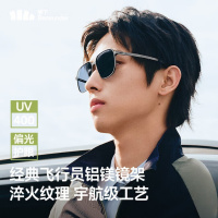 蕉下(beneunder)男士铝镁合金飞行员式墨镜驾驶钓鱼折叠太阳镜 帅气硬汉风FD432 钛灰镜框+深蓝色镜片