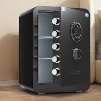 虎牌 保险柜家用小型指纹密码保险箱全钢防盗可嵌入衣柜保管柜多功能储物柜保密柜 海棠系列 60cm 黑色