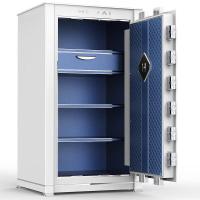 虎牌保险柜家用办公大型指纹密码保险箱国标认证豪华高端防盗柜收纳皮革抽屉柜 120cm 天籁系列 月影白