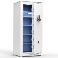 虎牌保险柜家用办公大型指纹密码保险箱国标认证豪华高端防盗柜收纳皮革抽屉柜 150cm 天籁系列 月影白