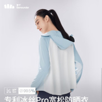 蕉下(beneunder)凉感防晒衣女士防紫外线夏季新款冰丝凉感披肩防晒服连帽AL41524 雾语蓝-霜奶白 S