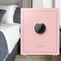 虎牌保险柜家用办公小型指纹密码智能保管柜全钢防盗可入墙入柜床头保险箱 炫彩系列 樱花粉 45cm
