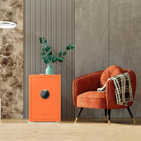 虎牌保险柜家用办公小型指纹密码wifi智能床头保险箱全钢防盗自动开保管柜 炫彩系列 活力橙 55cm