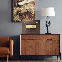 虎牌保险柜家用办公小型国标认证30cm指纹密码保险箱全钢防盗财务专用保密柜 尊虎系列 咖啡金