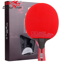 双鱼(DOUBLE FISH) 乒乓球拍横拍 单只8星八星乒乓球拍红黑碳王进攻型长柄