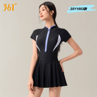 361°泳衣女连体保守大码微胖mm遮肚显瘦2025新款游泳装学生黑紫色XL (身高160-170cm,重105-115)