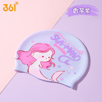361°儿童硅胶泳帽游泳帽弹力不勒头卡通游泳帽 香芋紫8124
