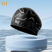 361°泳帽泳帽新款硅胶泳帽游泳专用防水成人泳帽女不勒头 沉静黑
