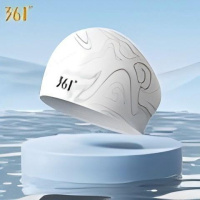 361°泳帽泳帽新款硅胶泳帽游泳专用防水成人泳帽女不勒头 素雅白