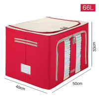 安巢家居(ANCHOW) 折叠衣物收纳箱布艺抽屉收纳盒牛津布被子玩具储物箱家用箱子整理AJ266红色66L