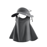 米奇喵黑胶帽檐全脸防晒面罩骑行开车加长冰丝透气口罩一体护颈夏季遮阳深灰[黑胶帽檐护颈长款]均码