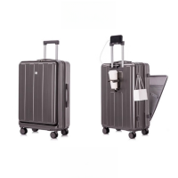 维多利亚旅行者USB充电行李箱水杯架旅行箱登机箱拉杆箱QK993深灰色26寸
