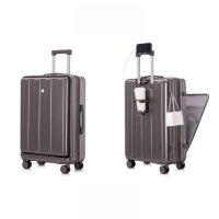维多利亚旅行者USB充电行李箱水杯架旅行箱登机箱拉杆箱QK993深灰色20寸