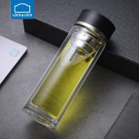 乐扣乐扣(LOCK&LOCK)双层玻璃杯男女便携水杯隔热带盖过滤家用商务杯子LLG629