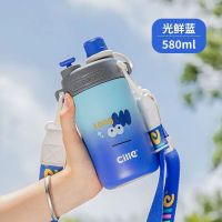 CILLE希乐保温杯316不锈钢学生便携水杯儿童带吸管高颜值双饮果汁杯 XB23114光鲜蓝 580ml 赠品[原厂贴+