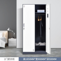 鹏畅钢制套色更衣柜员工宿舍换衣柜拆装窄边多门储物柜加厚带锁收纳柜灰白二门更衣柜1.0