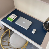 华普思皮革鼠标垫桌垫防水电脑办公桌垫写字垫加厚藏蓝色单面+绒底80*50