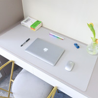 华普思皮革鼠标垫桌垫防水电脑办公桌垫写字垫加厚浅灰色单面+绒底90*40cm