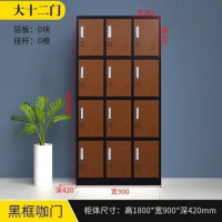鹏畅更衣柜健身房美容院电子感应锁储物柜浴室游泳馆换衣柜存放柜十二门黑框咖门加厚板材