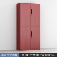 鹏畅钢制木纹文件柜办公室财务室转印资料柜仿木档案柜凭证柜家用书柜通双节文件柜(红木纹)加厚板材