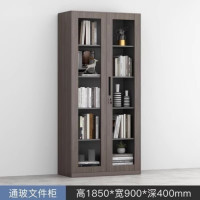 鹏畅钢制木纹文件柜办公室财务室转印资料柜仿木档案柜凭证柜家用书柜通玻文件柜(灰木纹)加厚板材