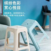 茶花(CHAHUA)塑料凳子家用加厚防滑耐磨餐椅休闲板凳方凳大号换鞋凳子4只 咖色