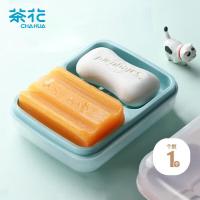 茶花(CHAHUA)肥皂盒香皂架子皂碟香皂盒子双格沥水香皂盒子蓝色1只装 2239