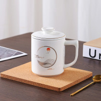 洁雅杰陶瓷马克杯带盖450ml咖啡牛奶早餐杯办公水杯子男女茶杯