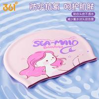 361°儿童硅胶泳帽游泳帽弹力不勒头卡通游泳帽 桃花粉8124