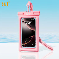 361°手机防水袋潜水套触屏水下拍照苹果vivo通用外卖骑手专用防雨壳 粉色