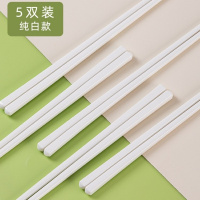 康夫贝奶油风陶瓷筷子家用高档防霉防滑油炸耐高温筷子高颜值筷陶瓷筷子纯白5双