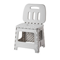 丽佳邦家用换鞋凳便携式成人折叠小板凳钓鱼乘火车马扎靠背小椅晨暮灰高款靠背