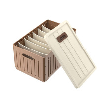 丽佳邦衣柜收纳盒裤子收纳折叠箱分层分格抽屉式整理箱家用裤子内衣收纳奶油咖7格带盖40*25*21CM