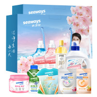 水卫士家居清洁礼盒套装油污清洁剂浴室清洁剂洗洁精消毒液洗衣液水卫仕 水卫仕衣物清洁9件全套装AS06