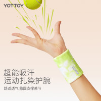yottoy[限量款]护腕手扭伤腱鞘护套女健身羽毛球排球吸汗擦汗手腕固定 荧光绿[一对装]