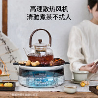 GLASSLOCK围炉煮茶器套装仿真碳火全玻璃养生壶恒温电陶炉泡茶蒸茶户外钓鱼卡式炉平替陶白款-送烤网和茶壶