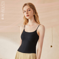 米奇喵夏季美背吊带小背心舒适无痕带胸垫内衣外穿内搭打底女上衣白色 备注尺码
