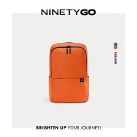 90分TINY轻量休闲双肩包书包旅行背包清新夏日 橙色