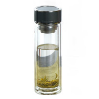 富光(FGA)铭成双层抗菌玻璃杯茶水分离杯商务杯330ml颜色随机