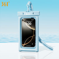 361°手机防水袋潜水套触屏水下拍照苹果vivo通用外卖骑手专用防雨壳 蓝色